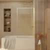 Pare-Baignoire|Galedo Pare baignoire pivotant l.80 x H.140 cm verre ondulé et profilés doré brossé, Edge