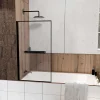 Galedo Pare baignoire pivotant l.80 x H.140 cm profilés noirs avec porte serviette et étagère, Edge
