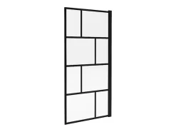 Vente-unique Pare baignoire pivotant style industriel - 80 x 140 cm - Noir mat - Verre - RIVANON