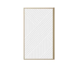 Aurlane Pare baignoire pivotant 140x80 cm HINATA - style Japandi géométrique - Cadre effet bois - Verre 5 mm