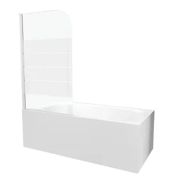 Aurlane PARE BAIGNOIRE PIVOTANT 130x75cm VERRE SERIGRAPHIE ET PROFILE ALUMINIUM BLANC