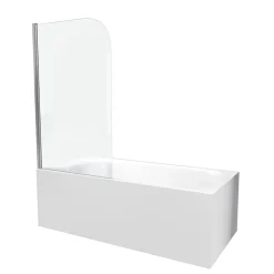 Pare-Baignoire|Aurlane Pare Baignoire Pivotant 130x75cm Profile Aluminium Chrome - VELA CHROME