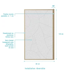 Pare-Baignoire|Aurlane Pare baignoire pivotant 140x80 cm HINATA - style Japandi courbes douces Cadre effet bois - Verre 5mm
