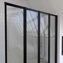 Galedo Pare baignoire Quatro 4 volets pivotants noir 143 x 125cm