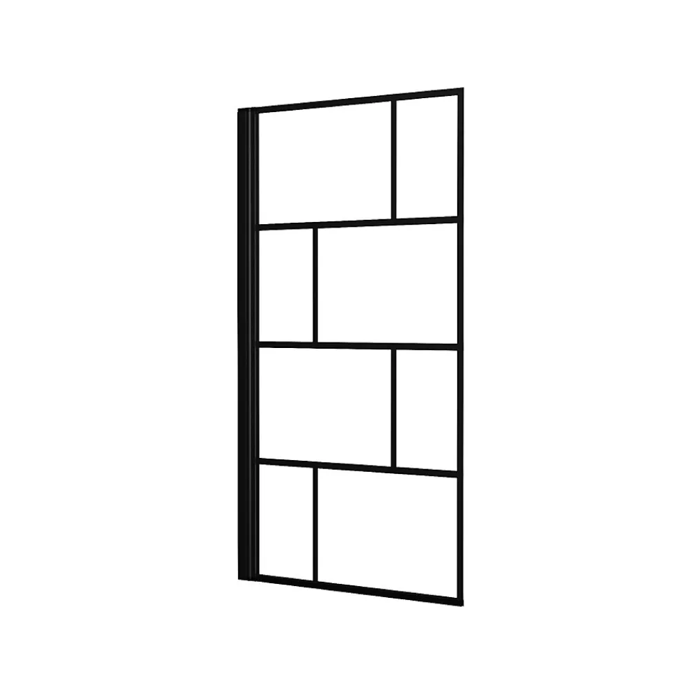 Pare-Baignoire|Aurlane Pare baignoire rabattable sérigraphié 80x140 cm - Finition Noir Mat - BLOCKS SCREEN