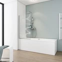 Pare-Baignoire|Schulte Pare baignoire rabattable transparent, profilé chromé, H.140cm x L.80cm Zoé
