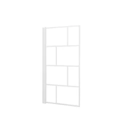 Aurlane Pare Baignoire Rabattable 80x140cm - Sérigraphie Briques Blanches - Verre Trempé 4mm