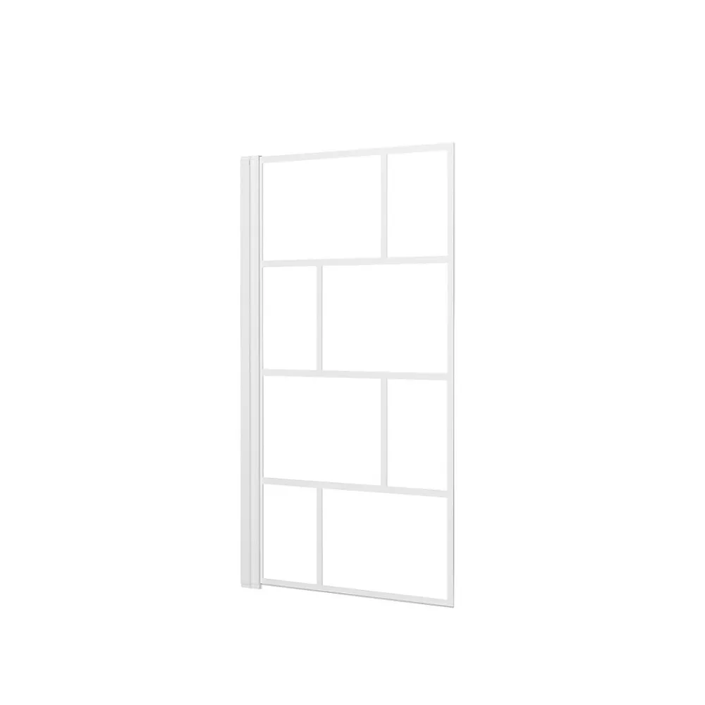 Aurlane Pare Baignoire Rabattable 80x140cm - Sérigraphie Briques Blanches - Verre Trempé 4mm