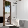 Aurlane Pare Baignoire Rabattable 75x130 cm - Aluminium Gun Metal et Verre Trempé 4 mm