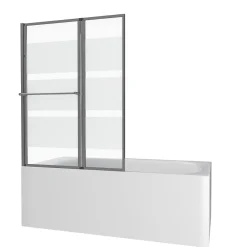 Pare-Baignoire|Aurlane Pare baignoire relevable 139x105cm avec volet - verre transparent avec bande depolie