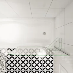 AICA Sanitaire pare baignoire 100x140cm paravent pivotant avec porte-serviette en inox et 2 étagères,5mm verre de sécurit,facile à pose