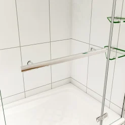 AICA Sanitaire pare baignoire 100x140cm paravent pivotant avec porte-serviette en inox et 2 étagères,5mm verre de sécurit,facile à pose