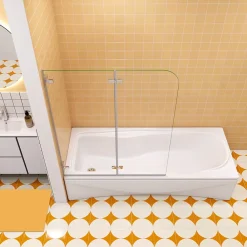 Pare-Baignoire|AICA Sanitaire pare baignoire 110x140cm,pivotant et repliable 180 degrés,5mm verre de sécurit,facile à nettoyer