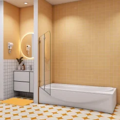 AICA Sanitaire pare baignoire 120x140cm,pivotant et repliable 180 degrés,5mm verre de sécurit,facile à nettoyer