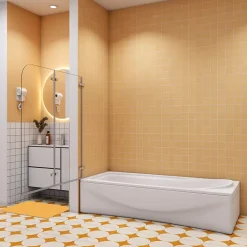AICA Sanitaire pare baignoire 120x140cm,pivotant et repliable 180 degrés,5mm verre de sécurit,facile à nettoyer