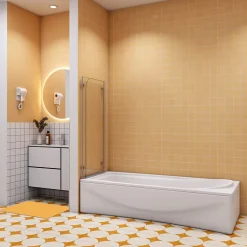 AICA Sanitaire pare baignoire 120x140cm,pivotant et repliable 180 degrés,5mm verre de sécurit,facile à nettoyer
