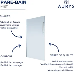 Aurys Pare Bain gauche Mist 1 chromée