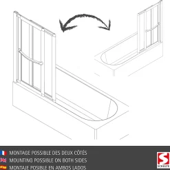 Pare-Baignoire|Schulte Pare-baignoire -70 - 118x140 cm - extensible - écran de baignoire coulissant - verre 3 mm -alu