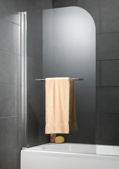 Schulte Pare-baignoire 1 volet pivotant 80 x 140 cm, verre transparent anticalcaire, profilé chrome, Capri