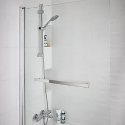 Pare-Baignoire|GoodHome Pare-baignoire 1 volet verre transparent anticalcaire Nubia H. 150 x l. 95 cm