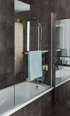 Pare-Baignoire|GoodHome Pare-baignoire 1 volet verre transparent anticalcaire Nubia H. 150 x l. 95 cm
