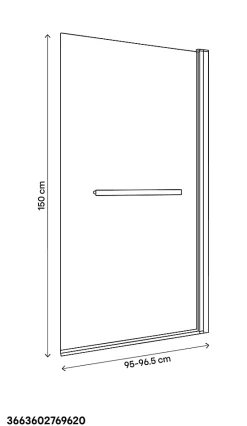 Pare-Baignoire|GoodHome Pare-baignoire 1 volet verre transparent anticalcaire Nubia H. 150 x l. 95 cm