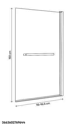GoodHome Pare-baignoire 1 volet verre gris fumé anticalcaire Nubia H. 150 x l. 95 cm
