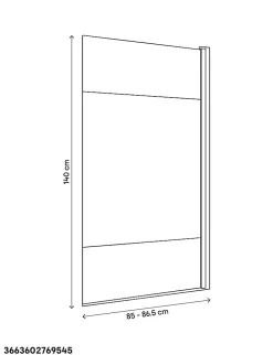 GoodHome Pare-baignoire 1 volet verre effet dépoli anticalcaire Calera H. 140 x l. 85 cm