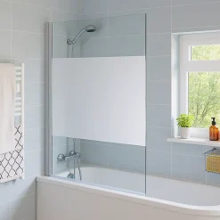 GoodHome Pare-baignoire 1 volet verre effet dépoli anticalcaire Calera H. 140 x l. 85 cm