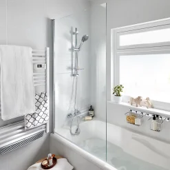 Pare-Baignoire|GoodHome Pare-baignoire 1 volet verre transparent anticalcaire Calera H. 140 x l. 85 cm