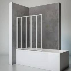 Pare-Baignoire|Schulte Pare-baignoire 5 volets 115 x 121 cm, verre transparent, profilé alu-argenté,
