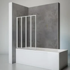 Schulte Pare-baignoire 4 volets 93 x 120 cm, verre transparent, profilé alu-argenté,