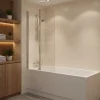 Pare-Baignoire|Allibert Pare-baignoire 2 volets pivotants design 80x140 cm aluminium chromé 5 mm - Kordo