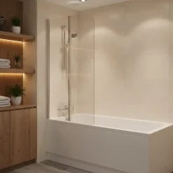 Pare-Baignoire|Allibert Pare-baignoire 2 volets pivotants design 80x140 cm aluminium chromé 5 mm - Kordo