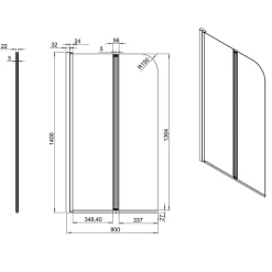 Pare-Baignoire|Allibert Pare-baignoire 2 volets pivotants design 80x140 cm aluminium chromé 5 mm - Kordo