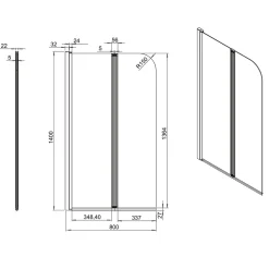 Pare-Baignoire|Allibert Pare-baignoire 2 volets pivotants design 80x140 cm aluminium chromé 5 mm - Kordo