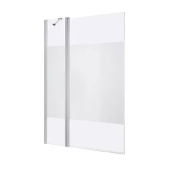 GoodHome Pare-baignoire 2 volets verre effet dépoli anticalcaire Calera H. 140 x l. 104 cm
