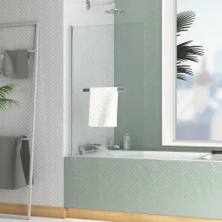 Galedo Pare-baignoire 120 x 70 cm chromé avec porte serviettes Essentiel