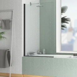 Pare-Baignoire|Galedo Pare-baignoire 140 x 80 cm noir mat Essentiel