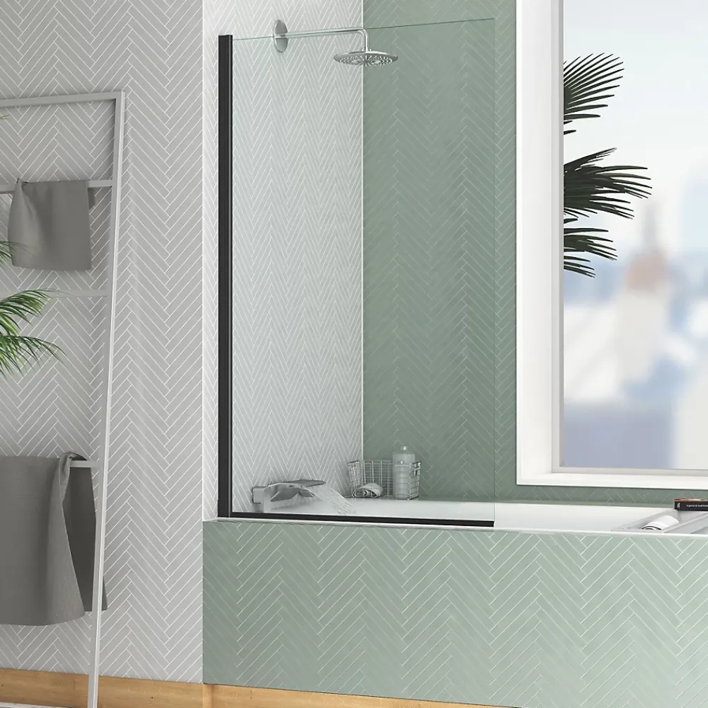 Pare-Baignoire|Galedo Pare-baignoire 140 x 80 cm noir mat Essentiel