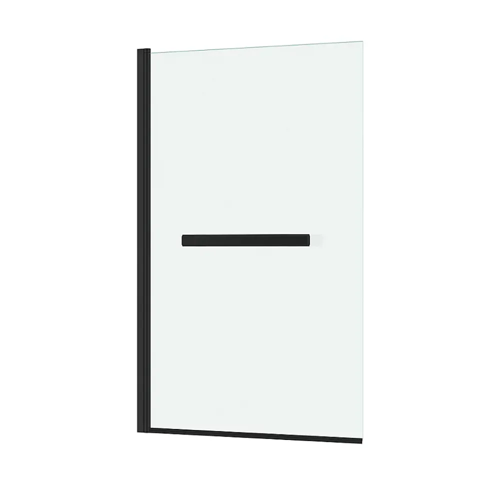 Pare-Baignoire|Galedo Pare-baignoire 120 x 70 cm noir mat avec porte serviettes Essentiel