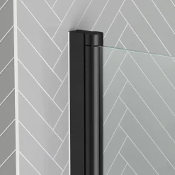 Pare-Baignoire|Galedo Pare-baignoire 120 x 70 cm noir mat avec porte serviettes Essentiel