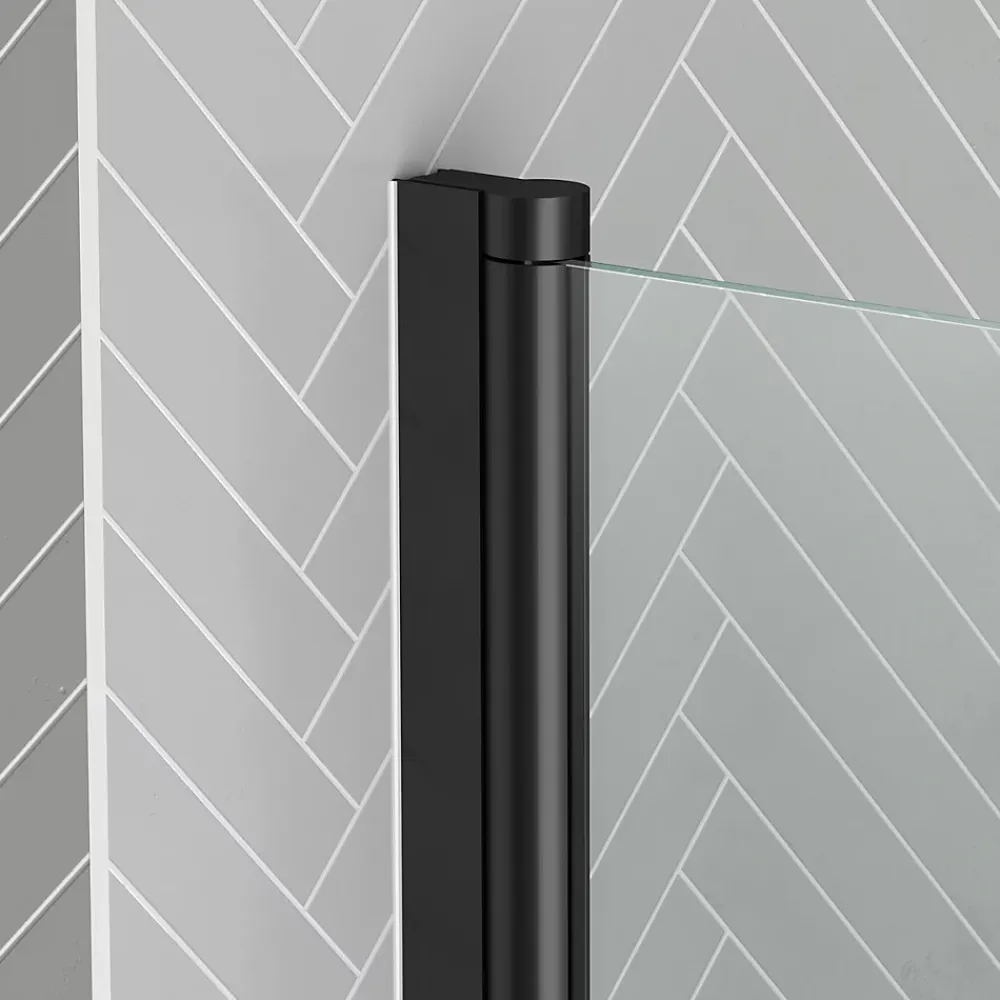 Pare-Baignoire|Galedo Pare-baignoire 120 x 70 cm noir mat avec porte serviettes Essentiel