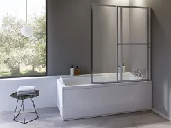 Pare-Baignoire|Atelier du bain Pare-baignoire argent 2 volets relevable