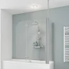 Schulte Pare-baignoire avec retour fixe - 70x115x140cm - rabattable - 2 volets pivotants - verre 5 mm - alu-argenté