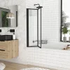 Galedo Pare-baignoire avec volet pivotant 70 x 120 cm noir mat