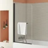 Pare-Baignoire|Allibert Pare-baignoire avec volet pivotant design 80x140 cm aluminium noir mat verre 6 mm - Gena