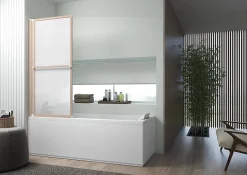 Atelier du bain Pare-baignoire effet bois 1 volet relevable