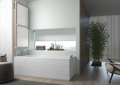 Atelier du bain Pare-baignoire effet bois 1 volet relevable