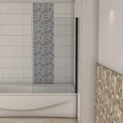 Pare-Baignoire|AICA Sanitaire Pare-baignoire fixé 70x130cm,paroi fixée,5mm verre anticalcaire,noir mat style industriel et simplicité